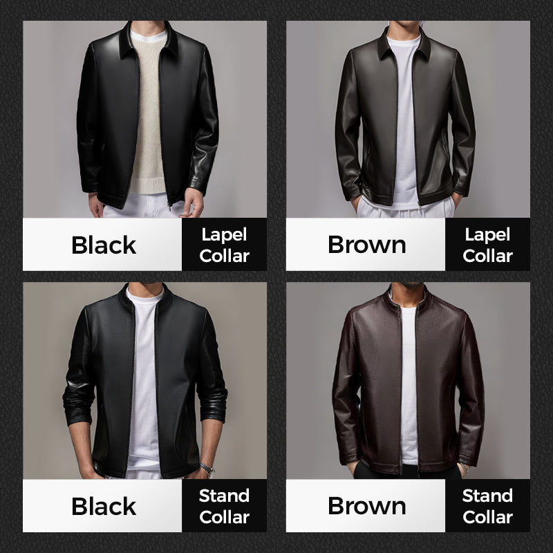 💥Giacca in pelle Fliwos® Tough Vibe da uomo - Design slim fit, dettagli retrò per motociclisti & Look casual