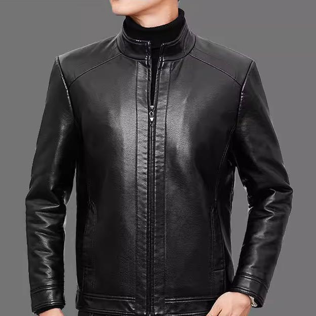 ❄️Offerte invernali❄️ Giacca in pelle con fodera in peluche caldo da uomo