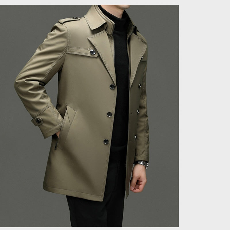 🔥Sconto del 50%🔥Trench da uomo di media lunghezza con interno staccabile