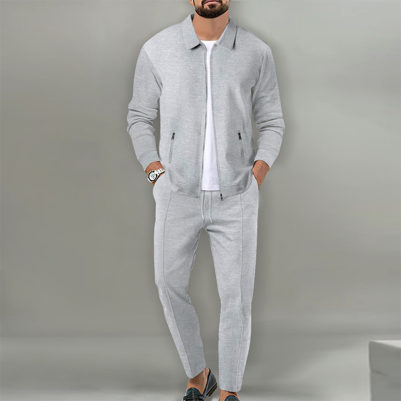 Chaqueta de solapa elegante para hombre & Conjunto de 2 piezas de pantalones deportivos