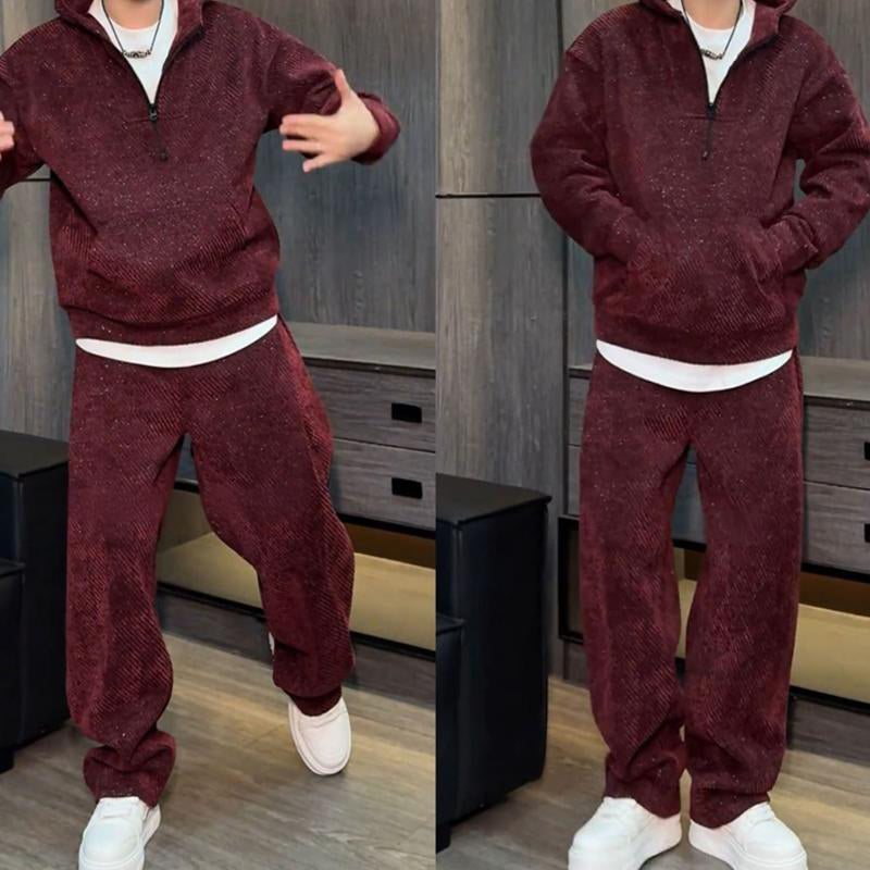 Sudadera con capucha elegante para hombre & Conjunto de 2 piezas de pantalones de pierna ancha
