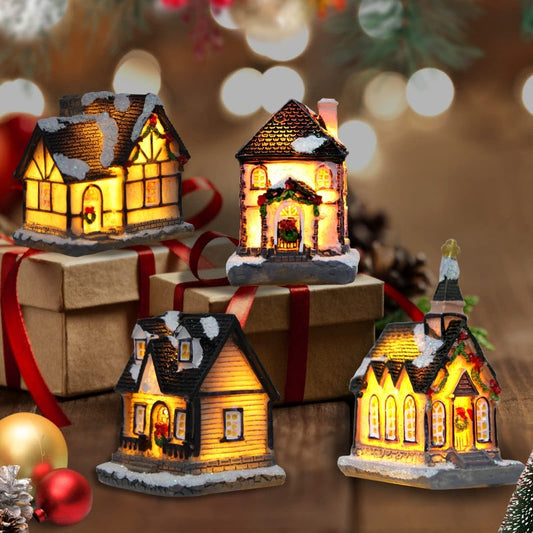Miniatyr LED-upplyst julbyhus