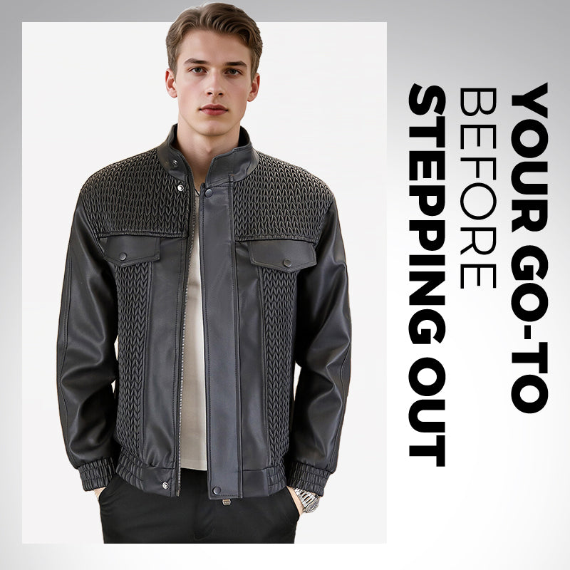 Chaqueta de cuero con tejido de cebada de moda para hombre