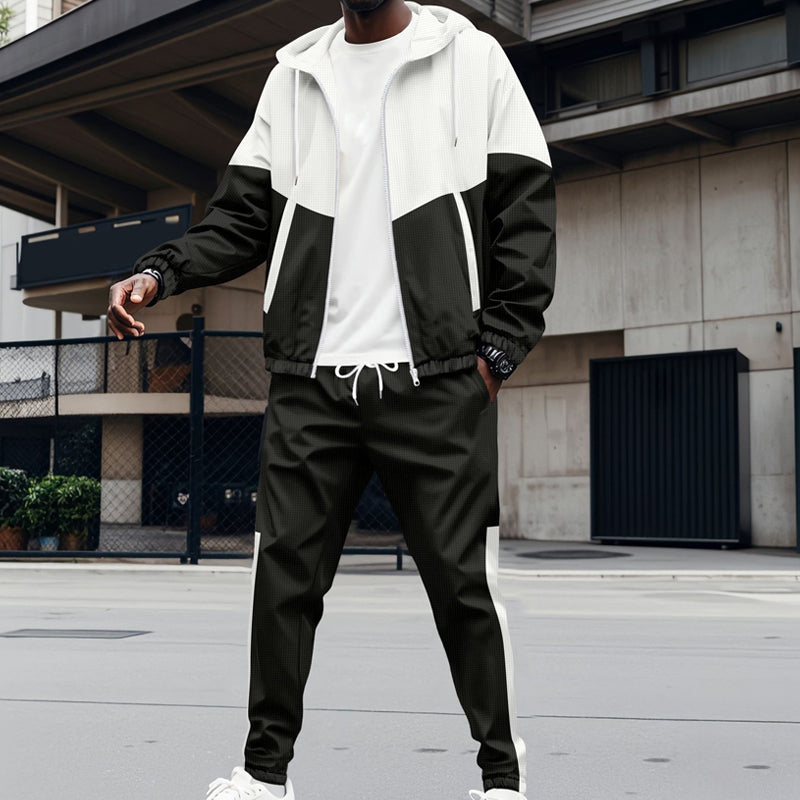 Sudadera con capucha en contraste para hombre & Conjunto deportivo de joggers cónicos