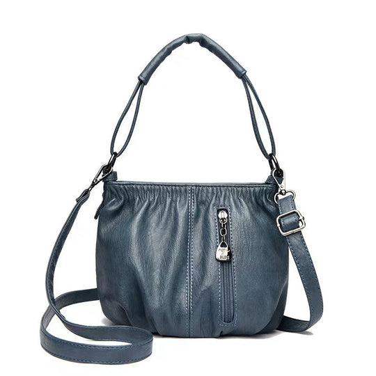 👜Pleated Bucket Leather Handbag – Soft Material, Adjustable Strap & Chic Casual Style ✨