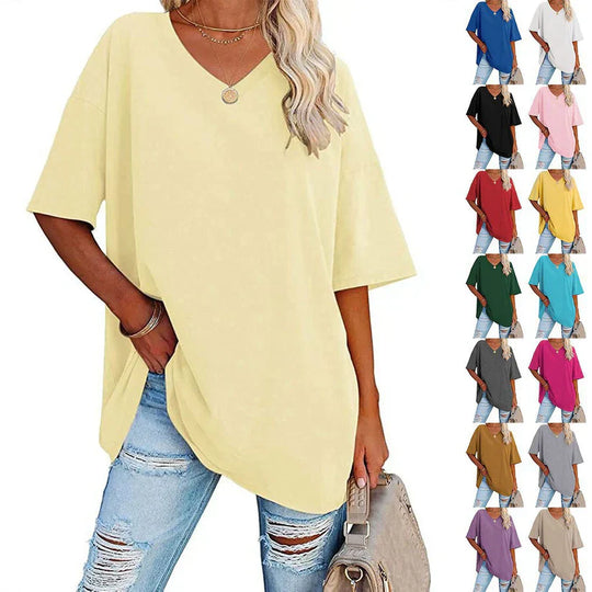 🌷2026 Hot Sale-30% OFF🌷Women's Summer Half Sleeve Casual Loose Fit Cotton Tunic T-shirt