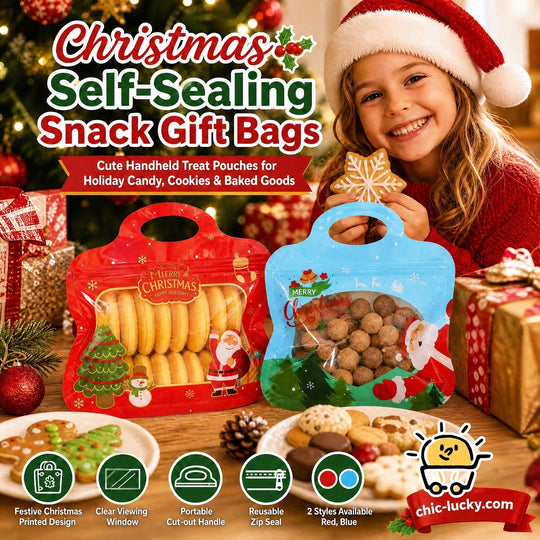 🎁30% OFF!!!-Ready for Christmas!🎅Easy Fill, Easy Seal🎄Festive Self-Seal Treat Bags – Santa & Snowman Print | Resealable, Food-Safe & Perfect for Cookies, Chocolates & Little Gifts🎅⛄