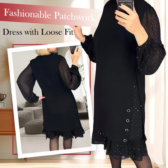 🔥Round neck dresses with plain rhinestones for women