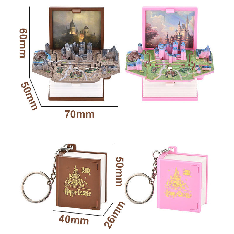3D Foldable Dinosaur Castle Book Keychain