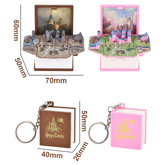 3D Foldable Dinosaur Castle Book Keychain