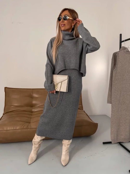 🎀Limited Sale 50% OFF🎀Midi Sweater Dress & Turtleneck Ensemble