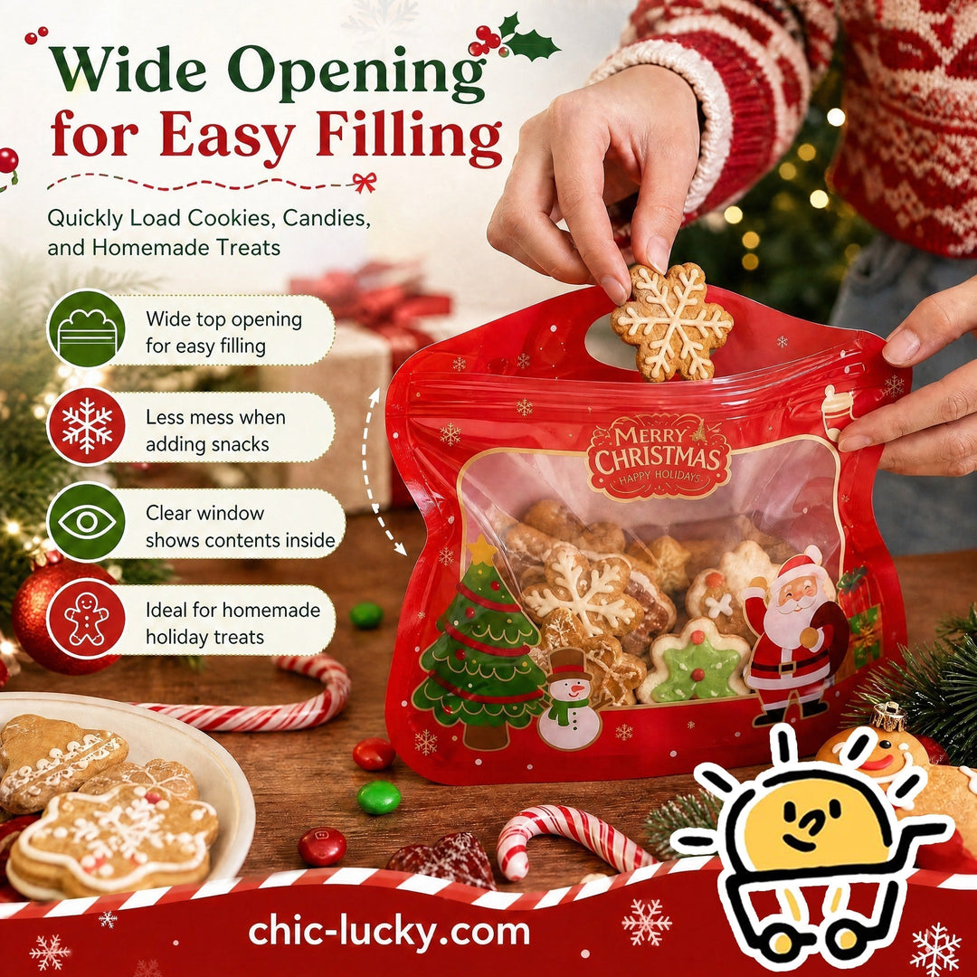 🎁30% OFF!!!-Ready for Christmas!🎅Easy Fill, Easy Seal🎄Festive Self-Seal Treat Bags – Santa & Snowman Print | Resealable, Food-Safe & Perfect for Cookies, Chocolates & Little Gifts🎅⛄