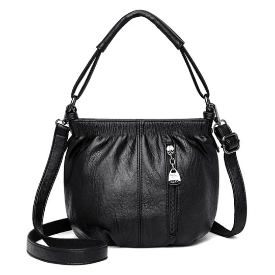 👜Pleated Bucket Leather Handbag – Soft Material, Adjustable Strap & Chic Casual Style ✨