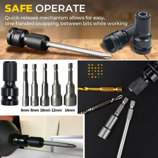 📢📢50% OFF !! ⏰ 1/4" Hex Shank Socket Converter – 1/2" to 1/4", Quick Release ⚙️