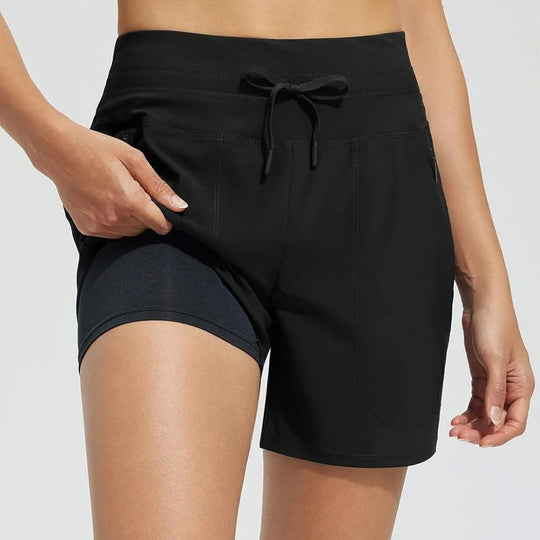 💎 50% OFF! 💎 Women's 5" High-Waisted Swim Board Shorts – Quick-Dry, UPF 50+, Zipper Pockets & Built-In Boxer Liner