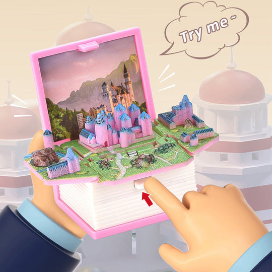 3D Foldable Dinosaur Castle Book Keychain