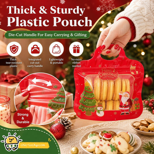 🎁30% OFF!!!-Ready for Christmas!🎅Easy Fill, Easy Seal🎄Festive Self-Seal Treat Bags – Santa & Snowman Print | Resealable, Food-Safe & Perfect for Cookies, Chocolates & Little Gifts🎅⛄