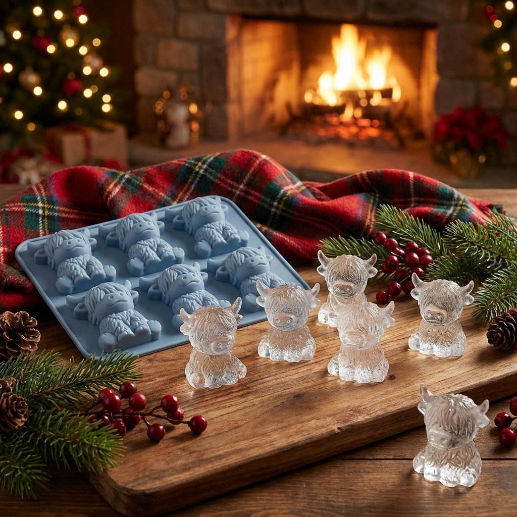 🎁💥PRIX SPÉCIAL DERNIER JOUR !🐮 Moule à glaçons Mini Vache des Highlands – Glaçons 3D mignons pour boissons et fêtes &  Cadeaux