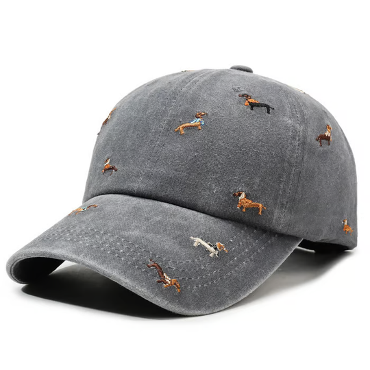 🧢 LIMITED-TIME 30% OFF! Retro Washed Cotton "Dachshund" Cap – Minimalist Multi-Embroidery Dad Hat
