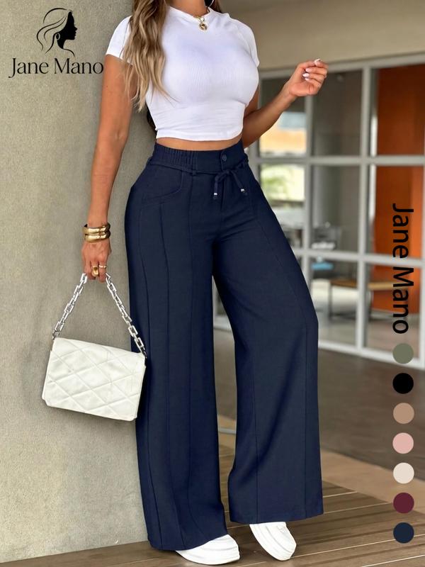 ⏳Last Day Sale Only ￡15.99!!👖💥Women's High-Waisted Straight Leg Trousers – Front seam & elastic back – Versatile, comfortable & perfect for office or casual wear ✨🌸