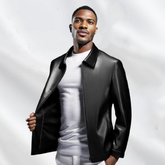 💥Chaqueta de coiro Fliwos® Tough Vibe para home: deseño axustado, ferraxes retro para motociclistas & Looks informais