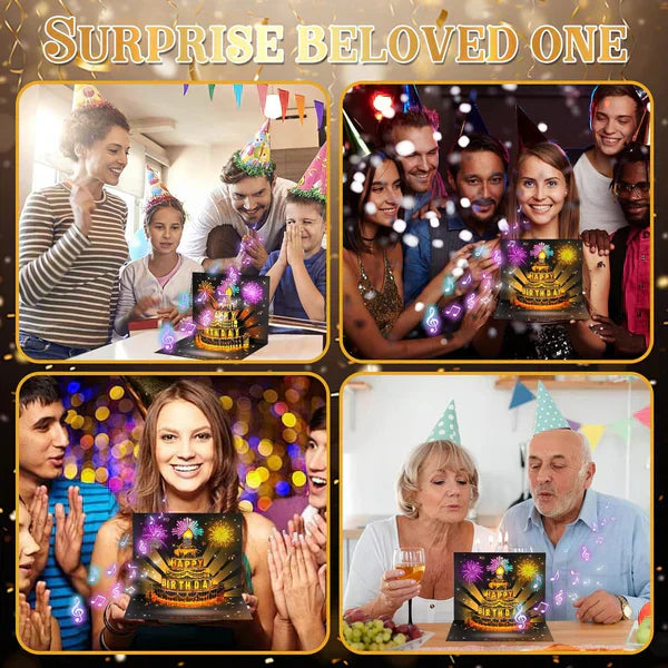 🎉3D Pop Up Musical Birthday Card with Lights & Song🎵🎂