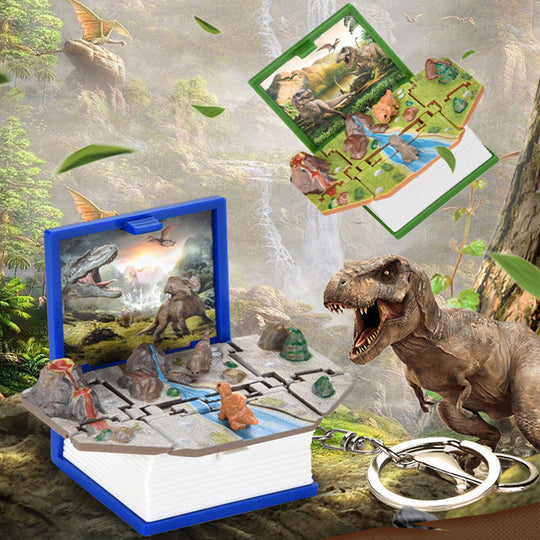 3D Foldable Dinosaur Castle Book Keychain
