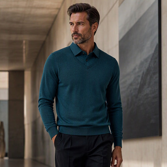👕Men's False Two-Piece Long Sleeve Top – Smart Casual Two-Piece Look Without The Fuss