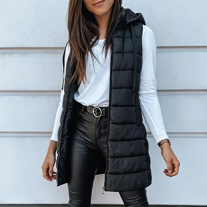Women’s Zip-Up Long Puffer Vest