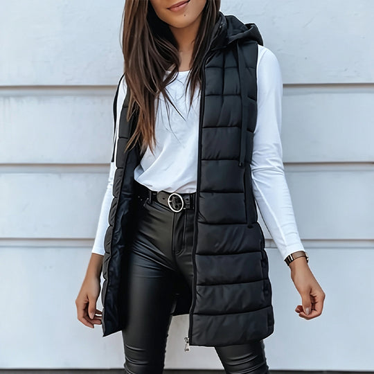 Women’s Zip-Up Long Puffer Vest
