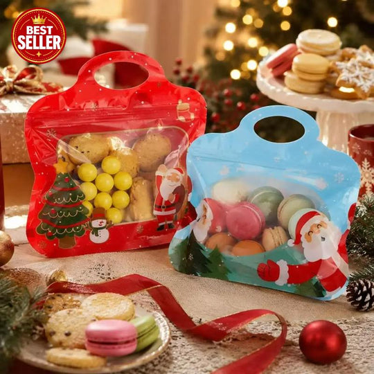 🎁30% OFF!!!-Ready for Christmas!🎅Easy Fill, Easy Seal🎄Festive Self-Seal Treat Bags – Santa & Snowman Print | Resealable, Food-Safe & Perfect for Cookies, Chocolates & Little Gifts🎅⛄