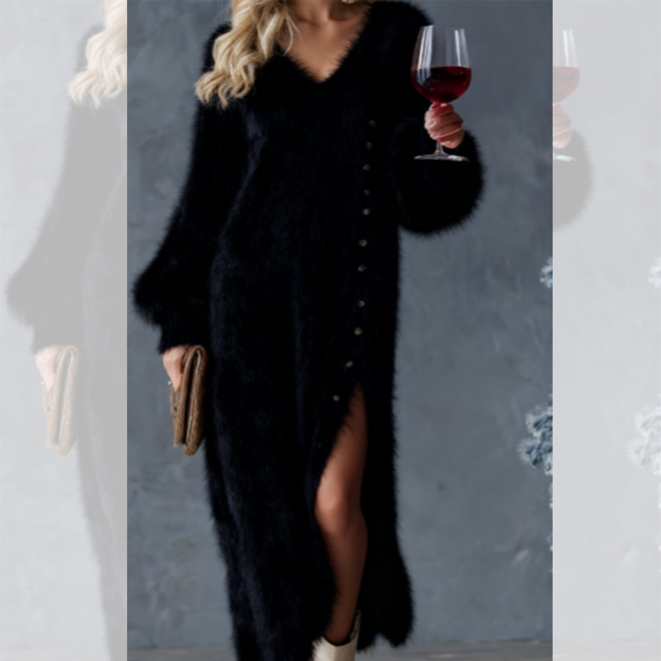 ✨ Elegant high-quality plush dress for women, with a side slit ✨