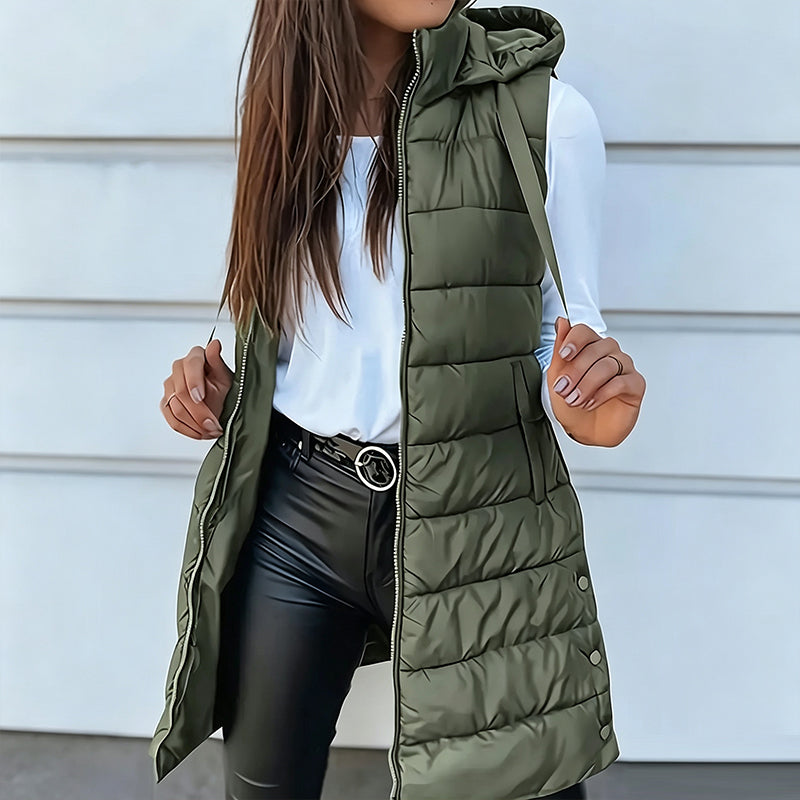 Women’s Zip-Up Long Puffer Vest