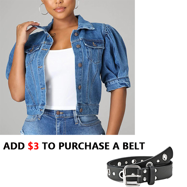 👖 LIMITED-TIME 50% OFF! ✨ Women's Cropped Denim Jacket – Puff Sleeve, 2 Colors, S-3XL 🌾