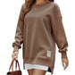 💥Winter Hot Sale 50% Off💥Long Sleeve Pullover Zipper Slit Casual Sweatshirt Dress