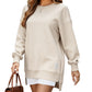 💥Winter Hot Sale 50% Off💥Long Sleeve Pullover Zipper Slit Casual Sweatshirt Dress