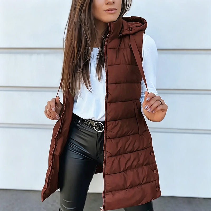 Women’s Zip-Up Long Puffer Vest