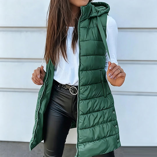 Women’s Zip-Up Long Puffer Vest