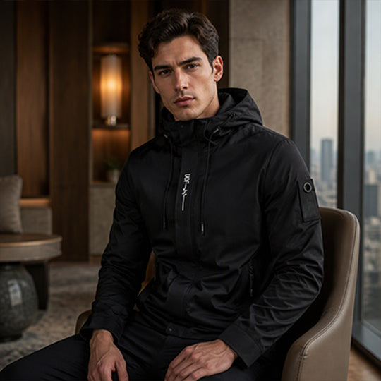 💧🌬️ Men's Hooded Jacket – waterproof & windproof with a drawstring. Ideal for the outdoors & everyday wear. ✓ Durable ✓ Breathable. Check it out now! 🔥🧥