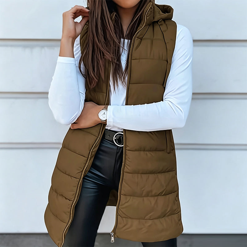 Women’s Zip-Up Long Puffer Vest