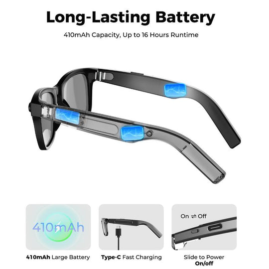 AI smart glasses with ChatGPT, 8 MP camera and HD 1200P 4K video recording, real-time translation in over 160 languages, Bluetooth 5.4, HiFi audio and music control, smart sunglasses with video recording for on the go