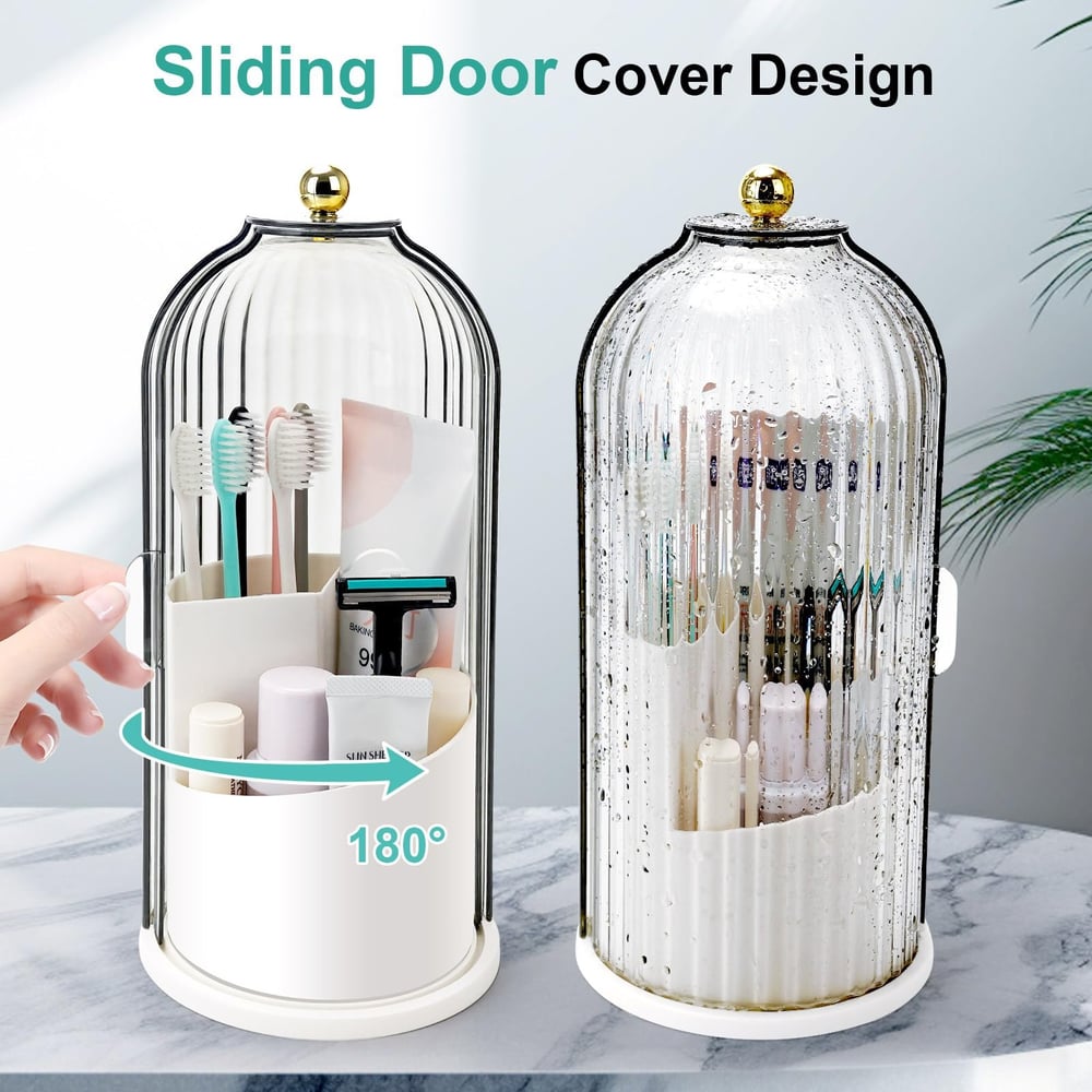 🧴 COMPRA 2 E LEVA 1 GRATIS! 🚪 Organizador de cepillos de dentes con tapa deslizante: compacto, con capacidade para varios cepillos &  Perfecto para a encimera do baño 🛁