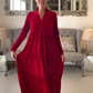 Solid Color Pleatd Midi Swing Dress
