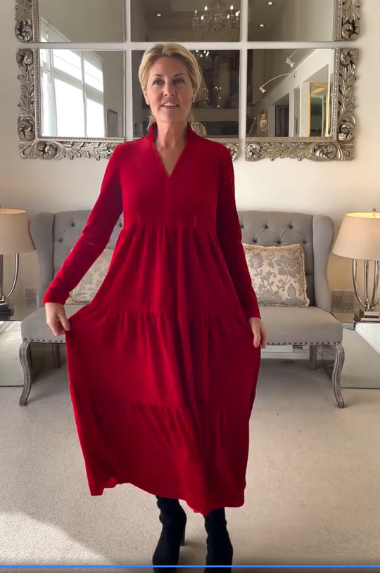 Solid Color Pleatd Midi Swing Dress