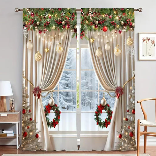 🔥 LAST DAY PROMOTION - 50%OFF 🔥 Christmas Window Curtains 2-Piece Set for Home Decor