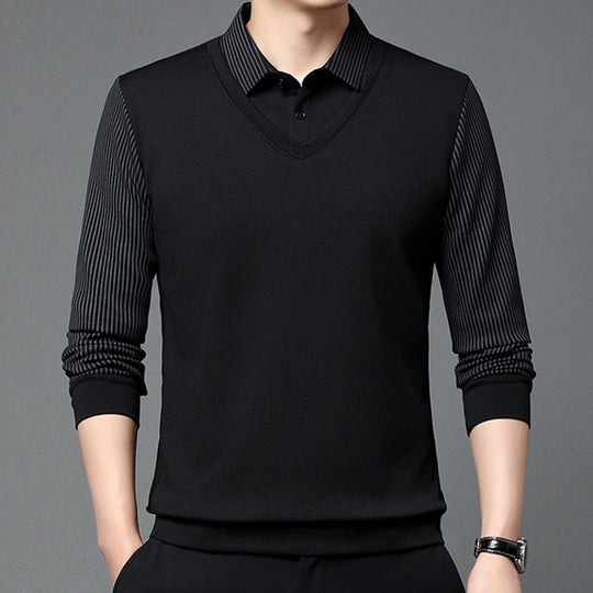 👕Men's False Two-Piece Long Sleeve Top – Smart Casual Two-Piece Look Without The Fuss