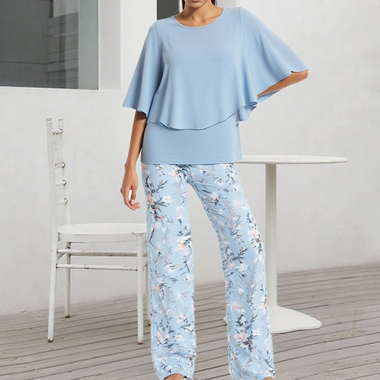 🔥Women’s Printed Pants and Crew Neck Top Set