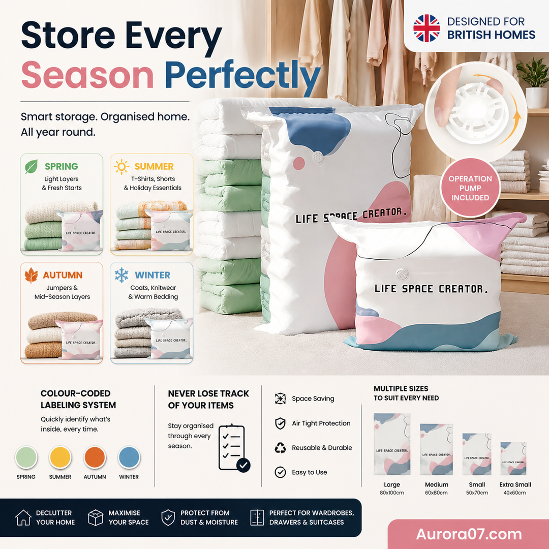 ⏳Time-Limited Special⏰No‑Pump Vacuum Storage Bags – Press & seal, no pump needed. Saves 80% space, keeps clothes dry & dust‑free. Perfect for bulky bedding & off‑season gear. 🛏️🗄️