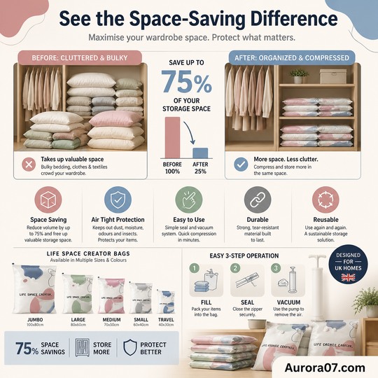 ⏳Time-Limited Special⏰No‑Pump Vacuum Storage Bags – Press & seal, no pump needed. Saves 80% space, keeps clothes dry & dust‑free. Perfect for bulky bedding & off‑season gear. 🛏️🗄️