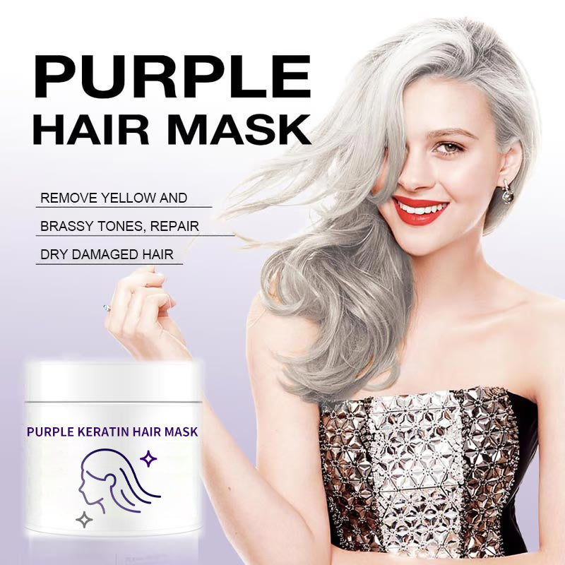 ✨ Purple Keratin Hair Mask - Tones Blonde, Silver & Gray Hair | Anti-Brass + Color Lock